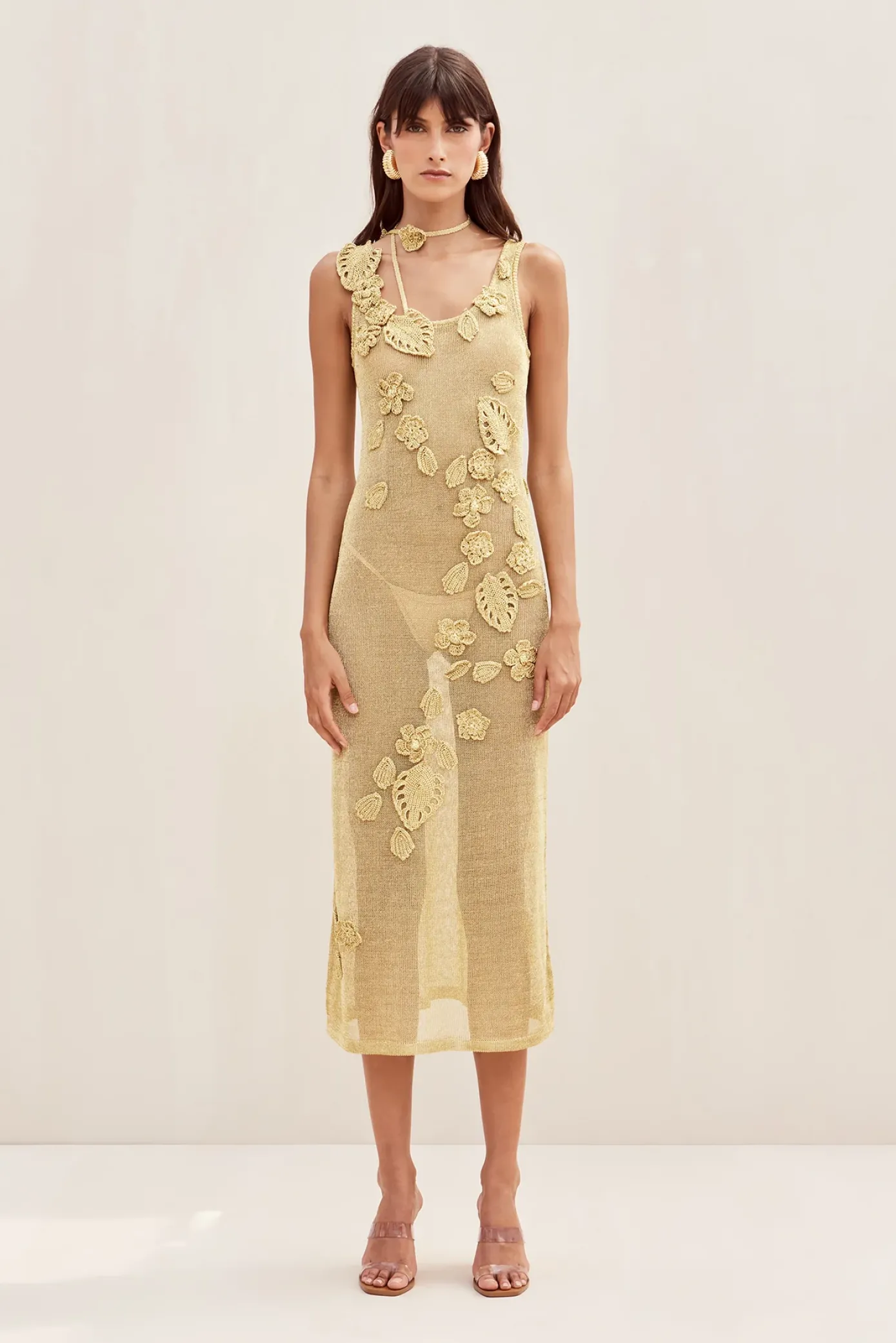 Cult Gaia Dresses>PEMMA CROCHET DRESS - Gold
