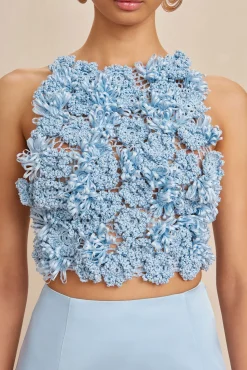 Cult Gaia Tops>REGINA CROCHET TOP - Marine
