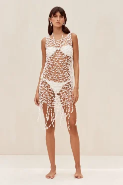 Cult Gaia Cover Ups|Dresses>ROMAN CROCHET DRESS - Off White