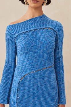 Cult Gaia Knits>ROSALIA KNIT DRESS - River Blue