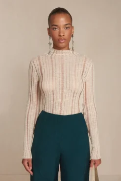 Cult Gaia Tops|Knits>SKIVY KNIT TOP - Mushroom