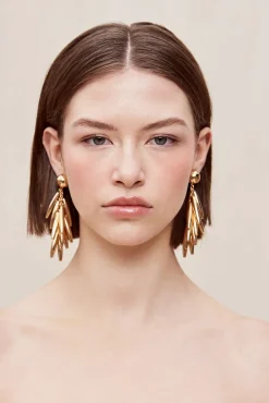 Cult Gaia Earrings|Jewelry>SUNELLA EARRING - Shiny Brass