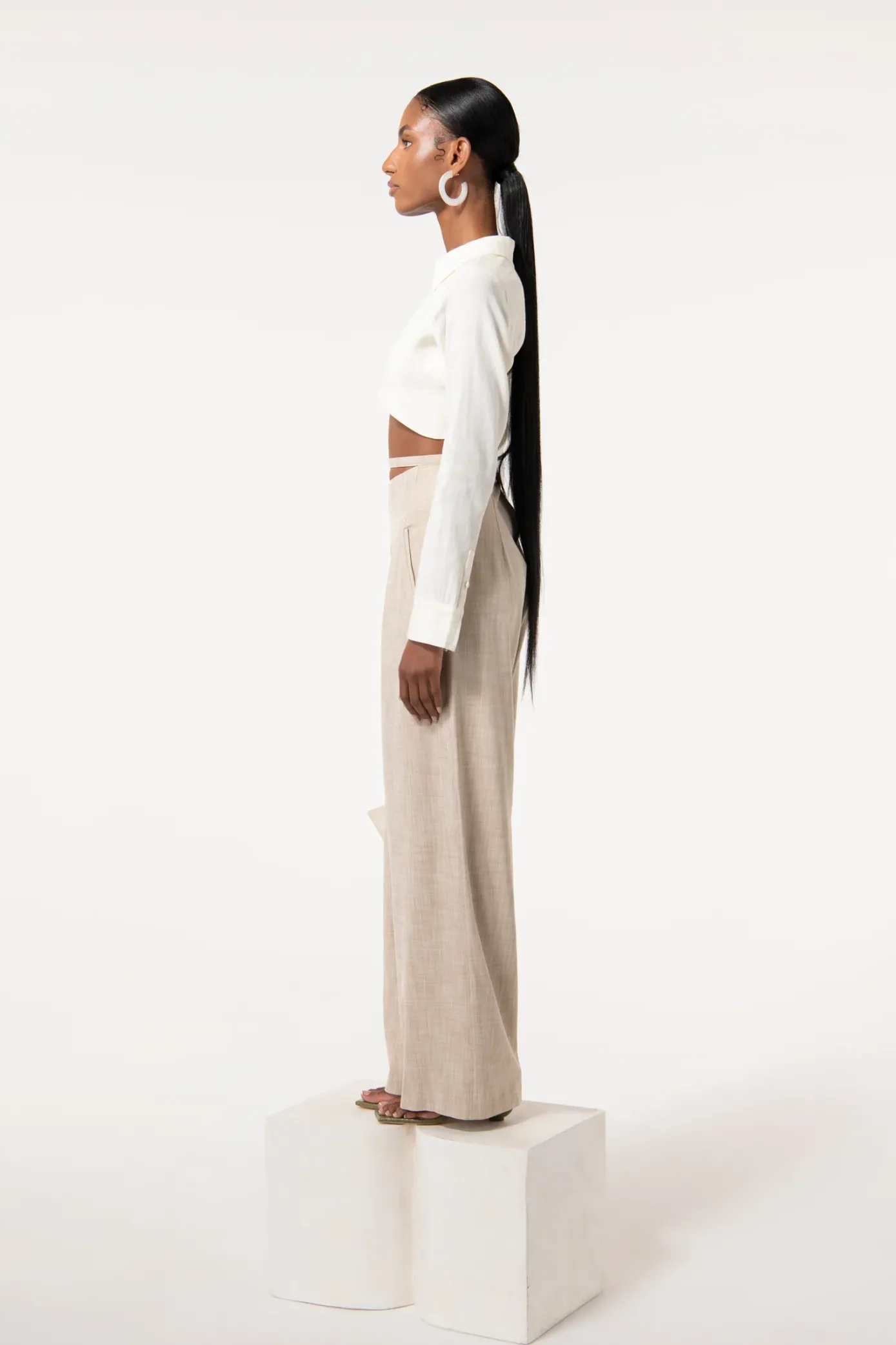 Cult Gaia Bottoms>TASHA PANT - Ecru