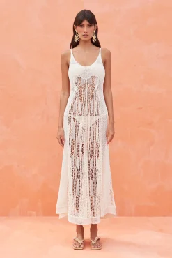 Cult Gaia Cover Ups>VICKIE CROCHET COVERUP - Off White