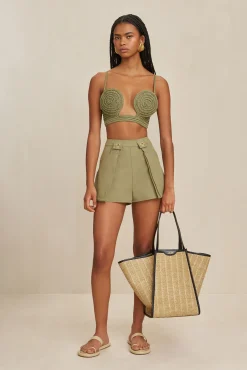 Cult Gaia Bikinis>VIVIANA CROCHET TOP - Tea