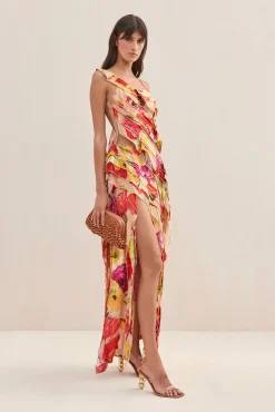 Cult Gaia Gowns>WHITNEY GOWN - Painted Floral