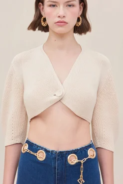Cult Gaia Tops|Knits>WILMA KNIT CARDIGAN - Gardenia